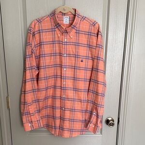Brooks Brothers Orange/Blue Plaid Shirt - sports, dress, work, TN, Florida